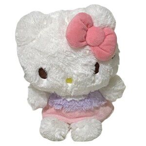 Sanrio Hello Kitty Plush‎ 8" White Spring Soft Eyes Pink Purple Outfit